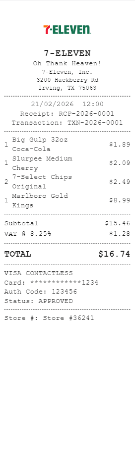7 Eleven Receipt