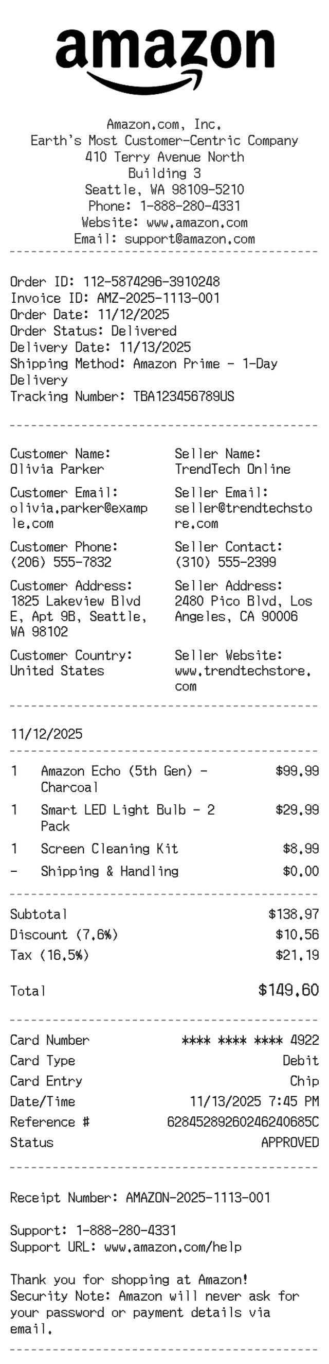 Amazon Receipt