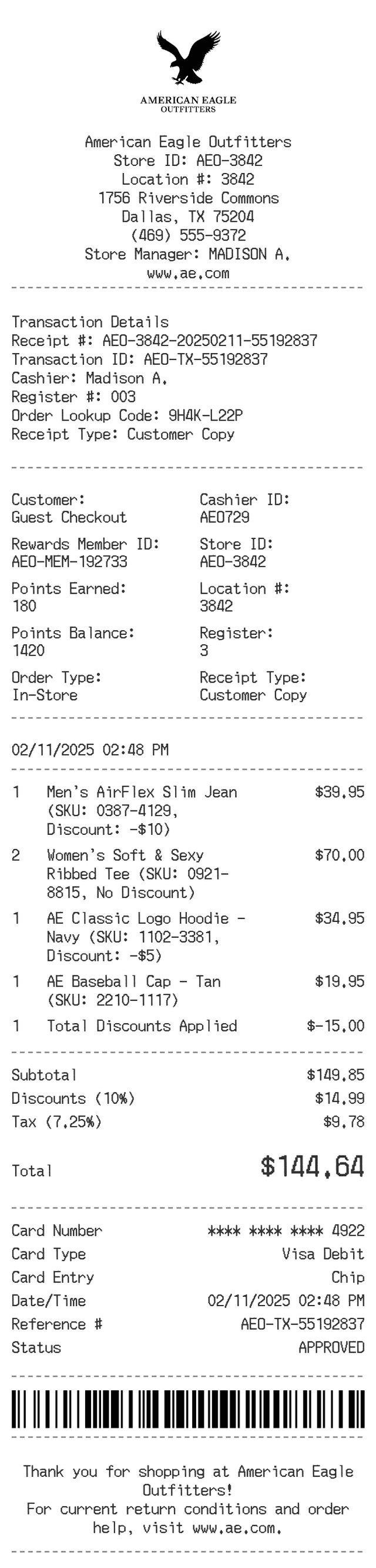 American Eagle Receipt Logo