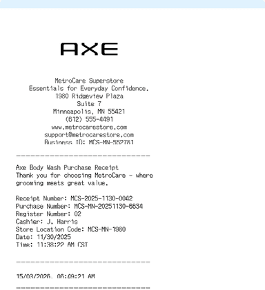 Axe Receipt