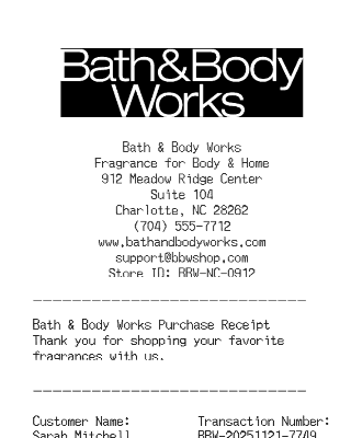Bath Body Receipt Logo