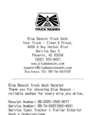 Blue Beacon Receipt