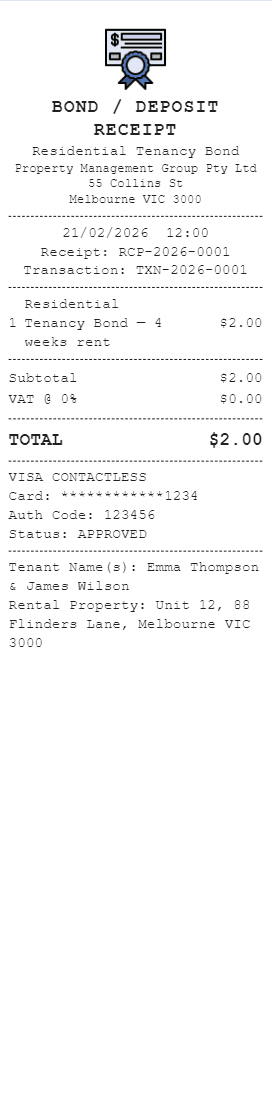 Bond Deposit Receipt