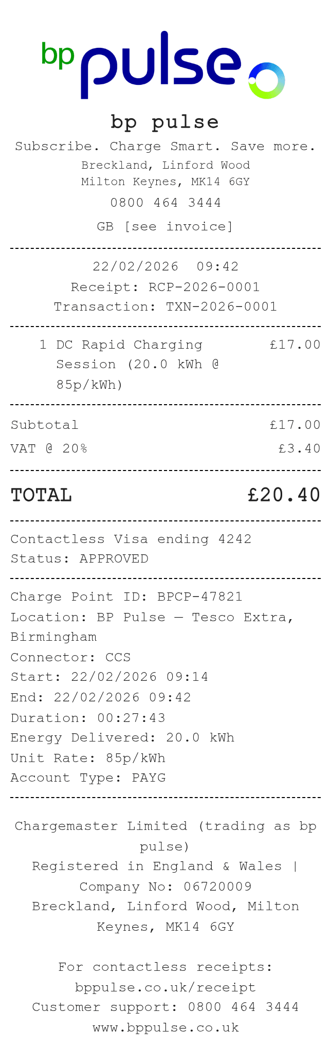 BP Pulse Receipt