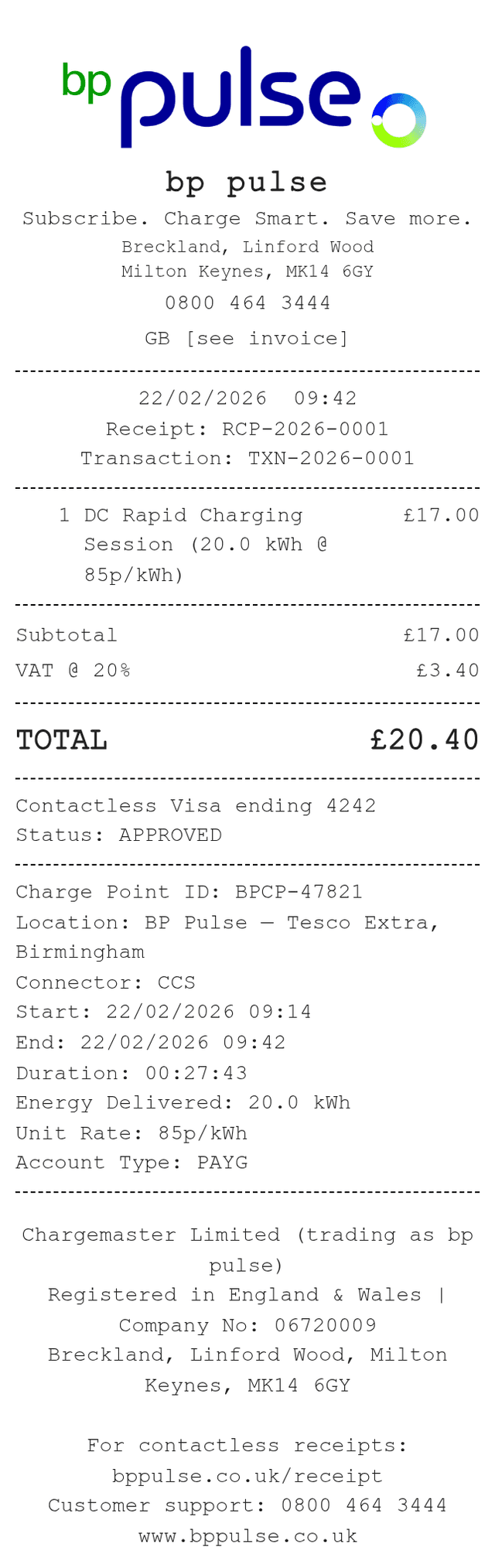 BP Pulse Receipt