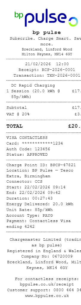 BP Pulse Receipt