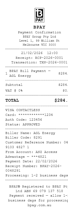 BPAY Receipt