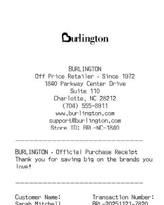Burlington Receipt Logo