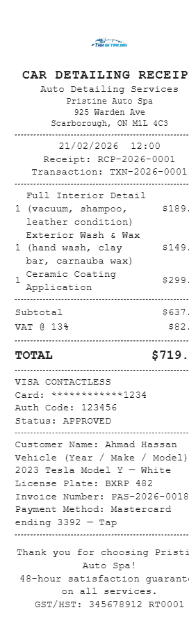Car Detailing Receipt