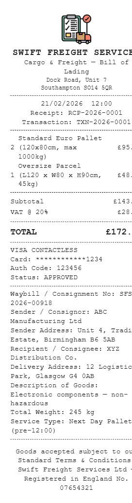 Cargo Receipt