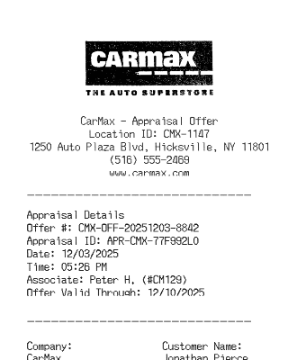 Carmax Receipt Logo