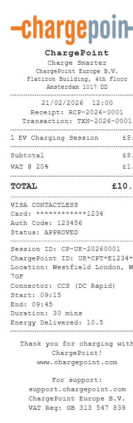 Chargepoint Receipt