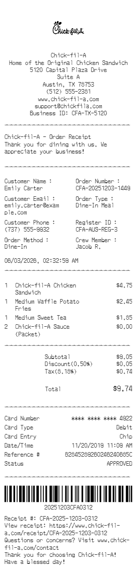 Chick-Fil-A Receipt Logo