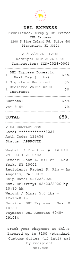 Courier Receipt
