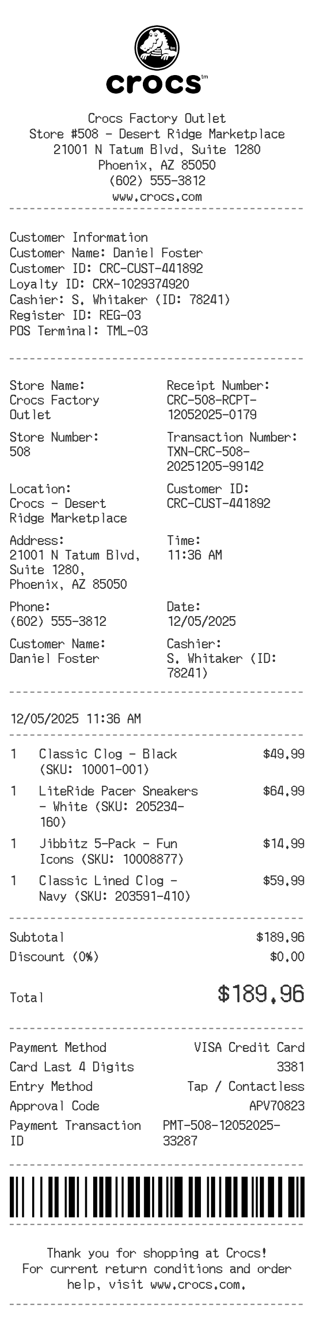 Crocs Receipt Logo
