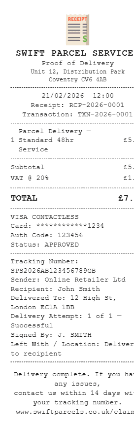 Delivery Receipt