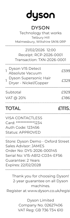 Dyson Receipt