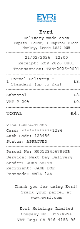 Evri Receipt
