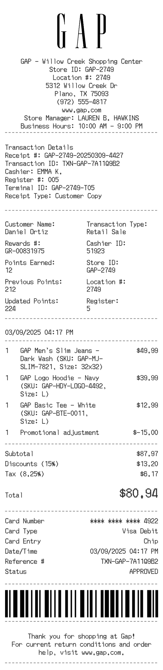 Gap Receipt Logo