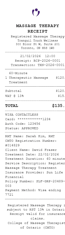 Massage Receipt