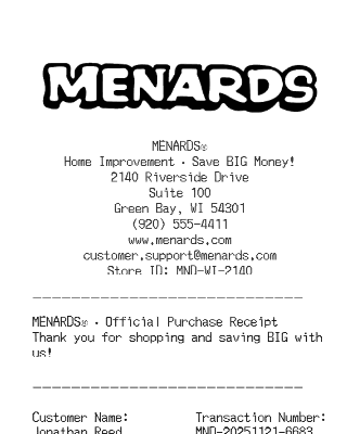 Menards Receipt Logo
