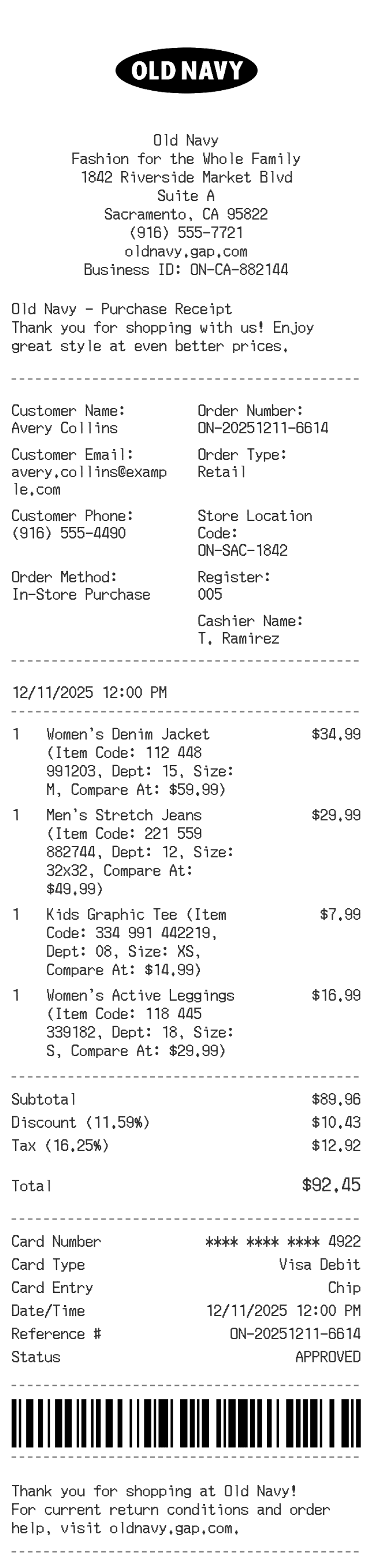 Old Navy Receipt Logo