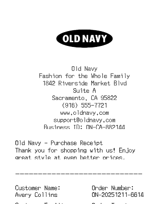 Old Navy Receipt Logo