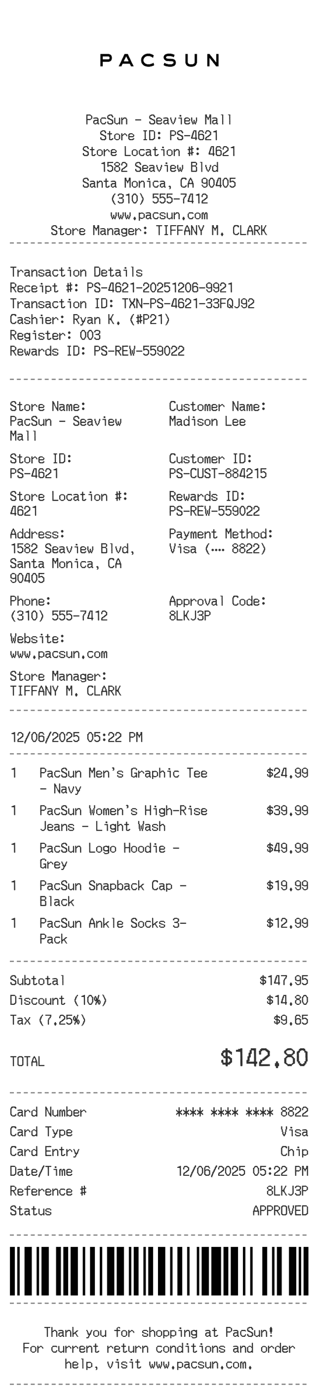 Pacsun Receipt Logo
