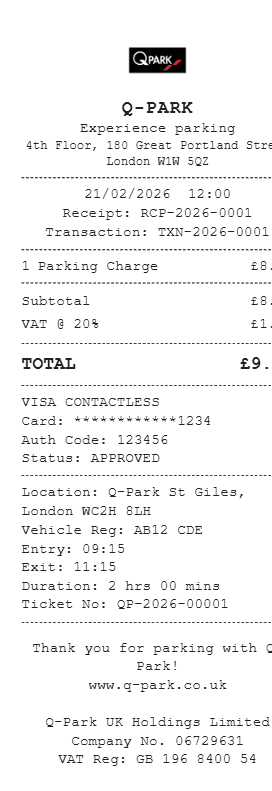 Q Park Receipt