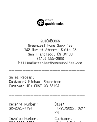 Quick Books Receipt Logo