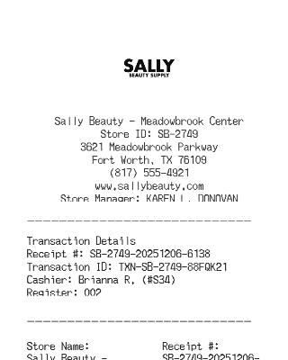 Sally's Receipt Logo