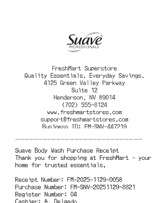 Suave Receipt