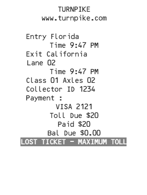 Toll Receipt