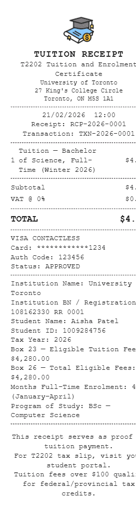 Tuition Receipt