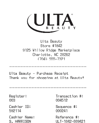 Ulta Receipt Logo