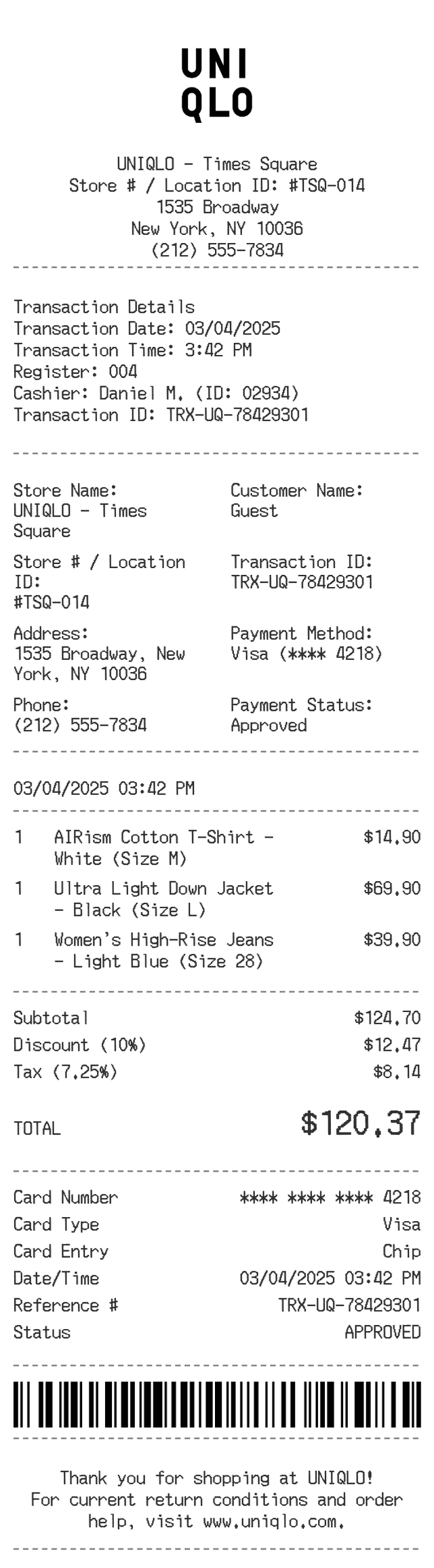 Uniqlo Receipt Logo