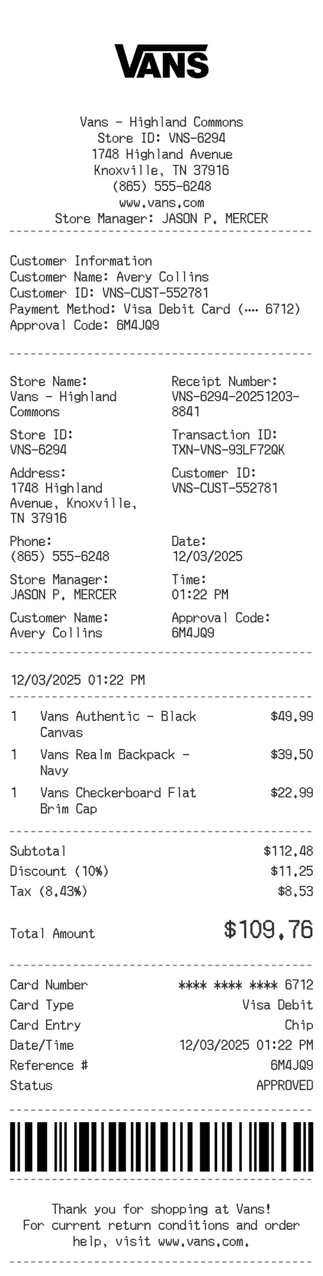 Vans Receipt Logo