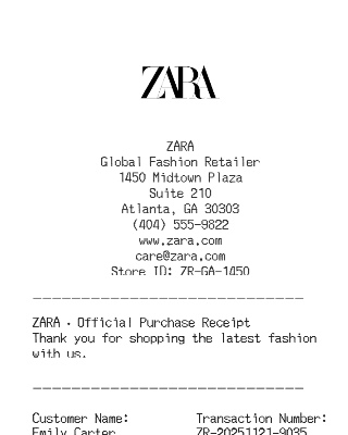 Zara Receipt Logo