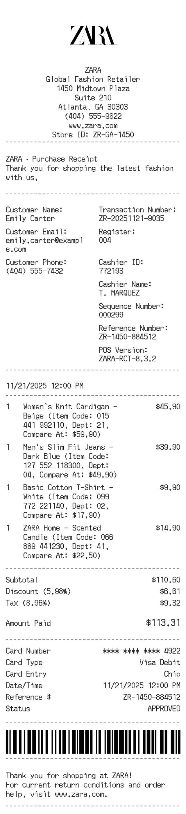 Zara Receipt Logo
