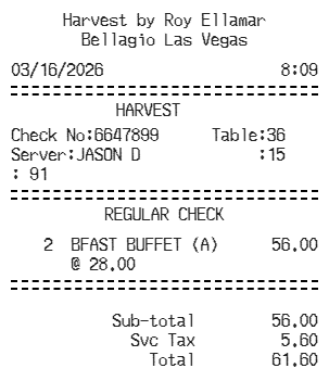 Bellagio Receipt