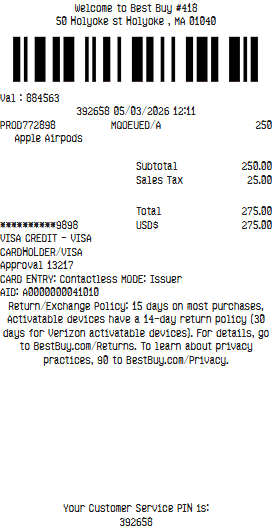 Best Buy Receipt
