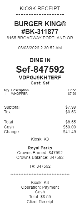 Burger King Receipt Logo
