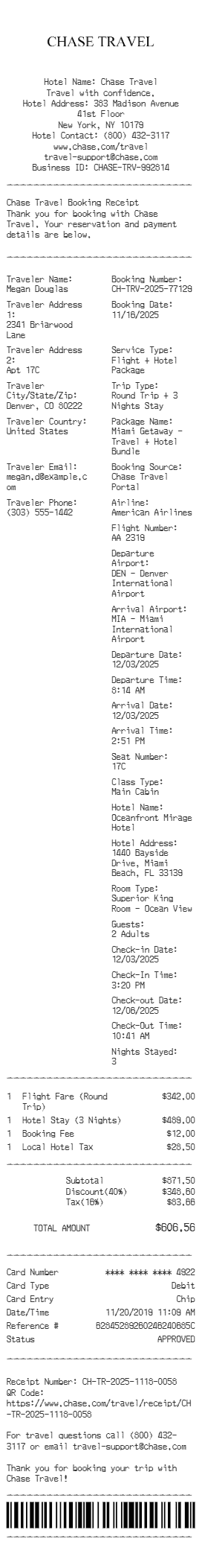 Chase Travel Receipt
