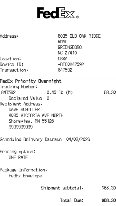 Fedex Receipt