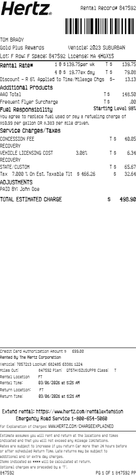 Hertz Receipt