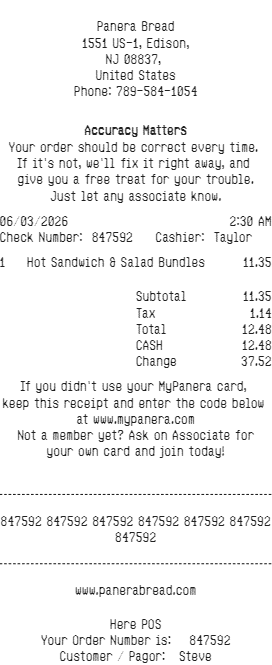 Panera Bread Receipt Logo