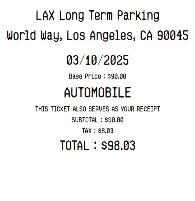 Parking Receipt — Layout 2