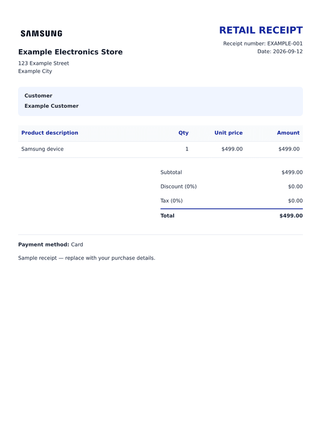 Samsung Receipt