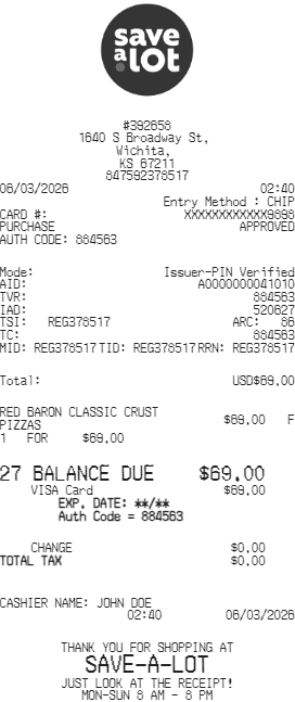 Save-a-Lot Receipt Logo