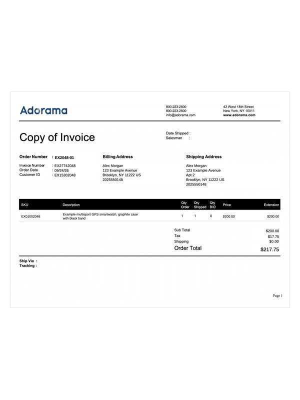 Adorama Copy of Invoice editable example